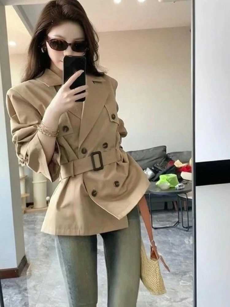 Y2K French Elegant Slim Subculture Pure Color Autumn Long Sleeve Trench 2000s Casual Korean Fashion Coats for Women Vintage ChicT251216