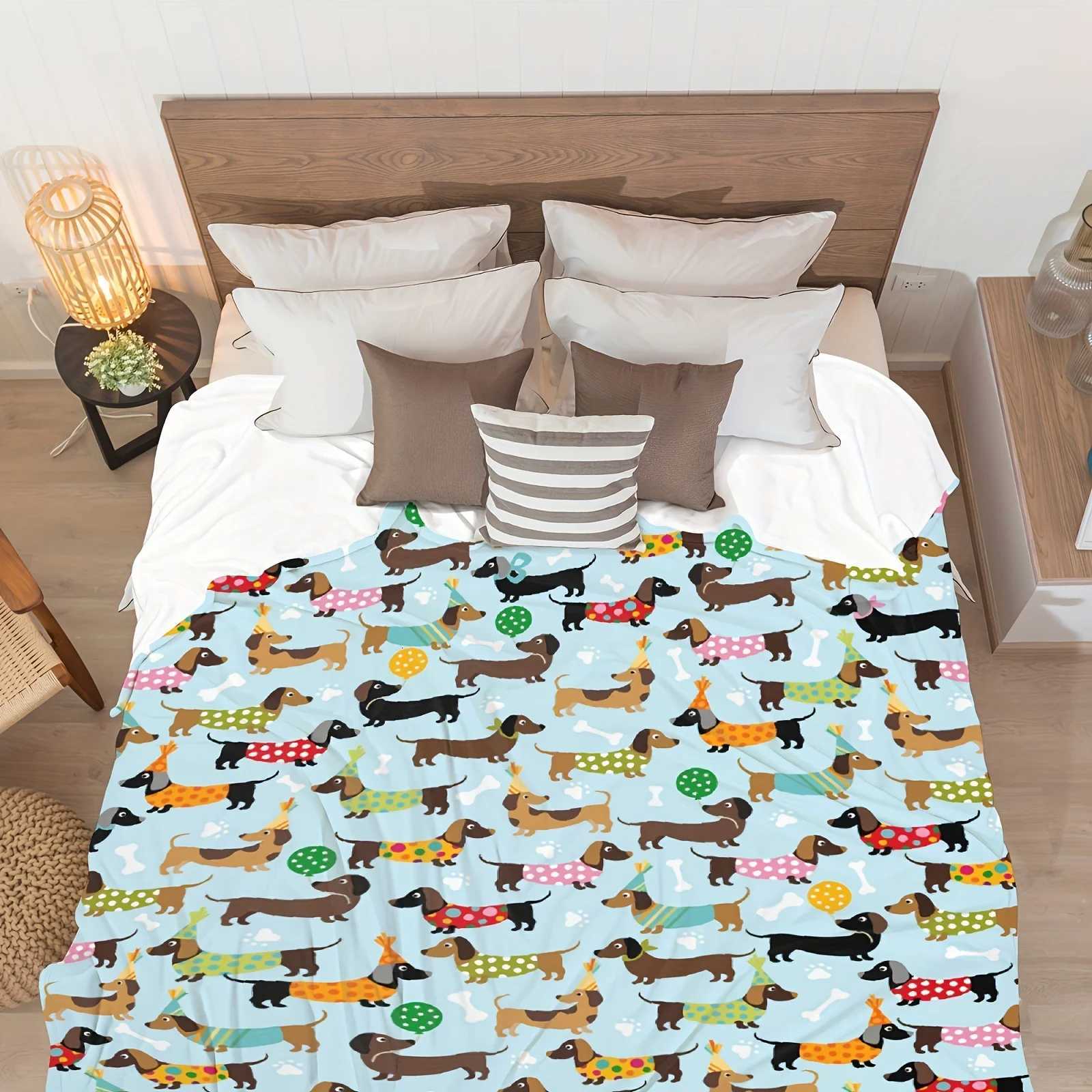 Dachshund Puppy Flannel Blanket - Rustic Bandanas Polka Dots Soft Warm All-Season Office Camping Home Dog Lovers Gift H251216 - view 4