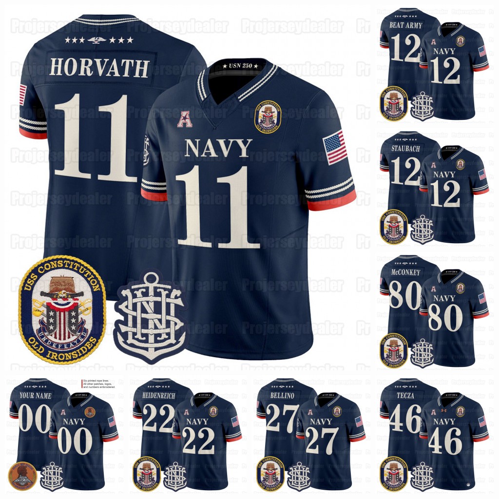 Navy Midshipmen 2025 250th College Football Jersey Blake Horvath Roger Staubach Eli Heidenreich Alex Tecza Phil McConkey