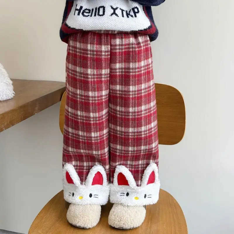 Sanrio Hello Kitty Loungewear set Girls Kawaii Y2k Anime Childrens Clothing Coat autumn and winter Clothes 2-piece set Kids H251216