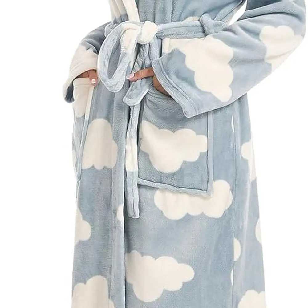 Luxury Plush Womens Fleece Bathrobe - Long Warm Robe for Comfort C251216