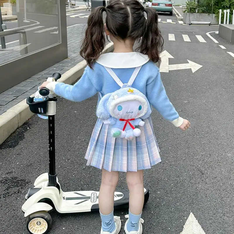 Sanrio hot Cinnamoroll Cartoon Knitted Cardigan Suit Skirt Spring Autumn Cute Sweet Girls Jk Uniform Suit Three Piece Set New H251216