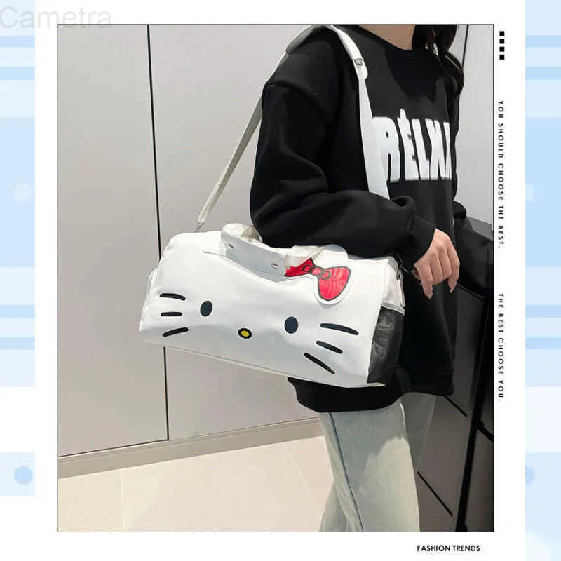 Sanrio Miniso Hello Kitty Shoulder Bag Kawaii Fitness Handbag Ins Korean Crossbody Bag Cartoon Anime Couple Birthday Gift H251216
