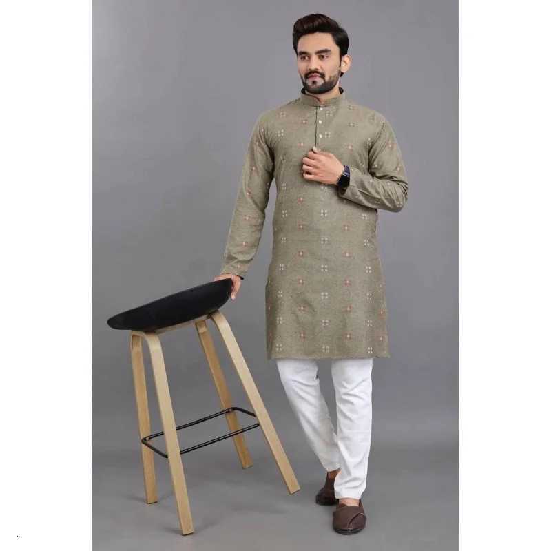 2025 Men Digital Printed Kurta Vardha Regular Fit Mandarin Collar Long Suitable All Occasions Such Wedding Hari Raya Summer W251216