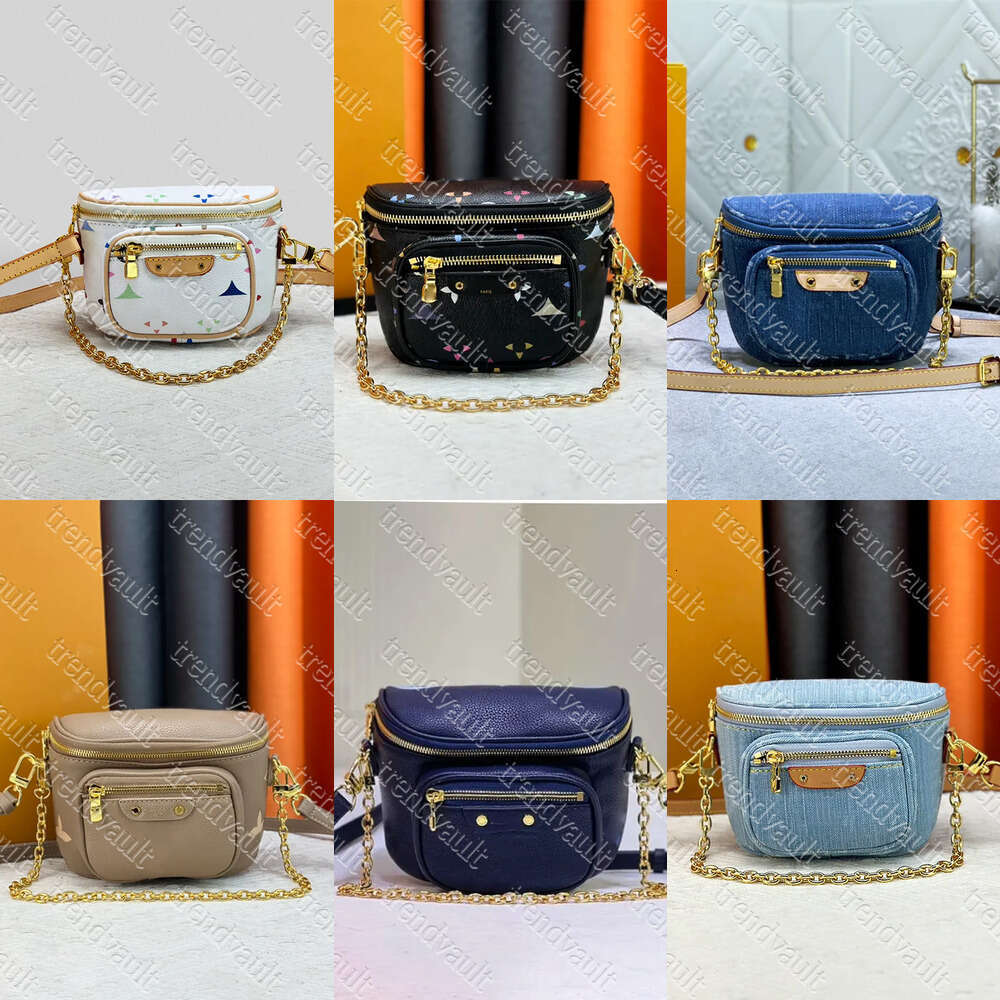 Marsupio Di Design Marsupi Di Lusso Mini Marsupio Cartella Con Stampa Di Jeans Borsa Da Ascella Casual Con Catena Squisita-image