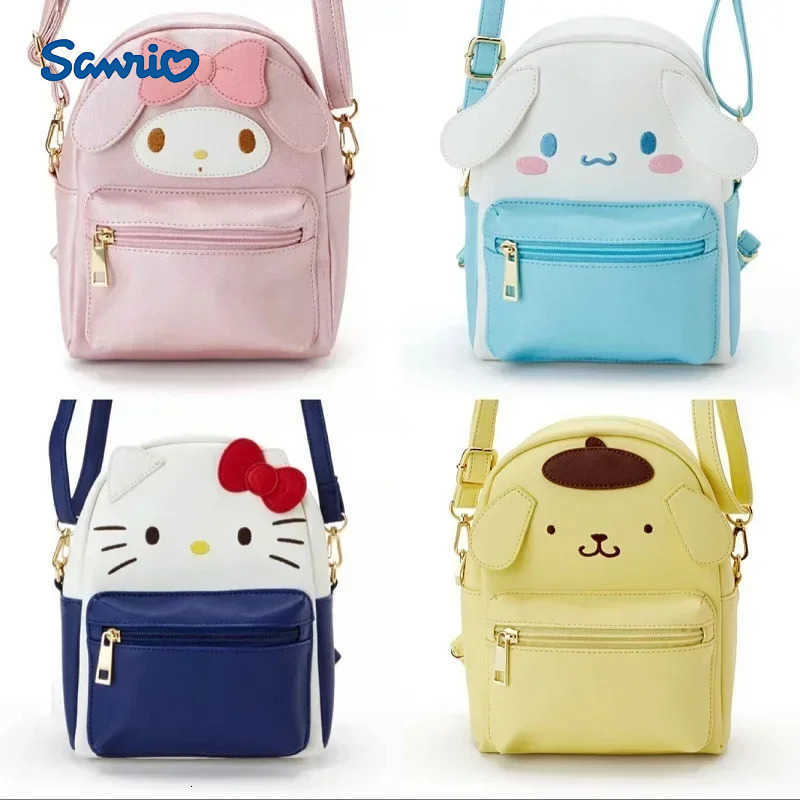 Sanrio Hellokitty Kuromi My Melody Cinnamorol Multifunctional Dual-use Shoulder Crossbody Bag Small Backpack Girl Toy H251216
