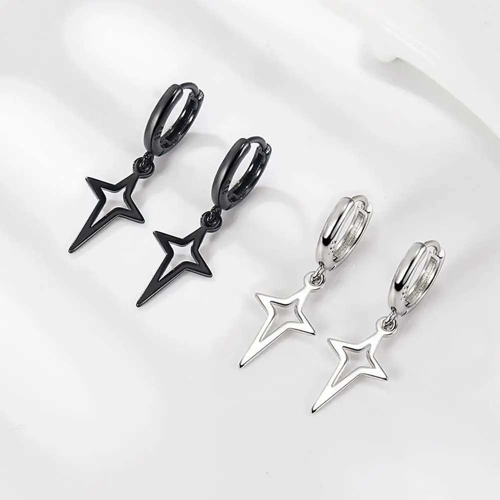 Classics Pointed North Star Small Hoop Earring For Women Silver Color Drop Earrings TrenDY Hollow Star Earring G251216