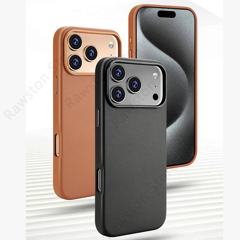 Luxury MagSafe Case for Apple iPhone 17 Pro Max 16 13 14 15 iPhone17 Air PU Leather Official Style MacSafe Magnetic Phone Cover