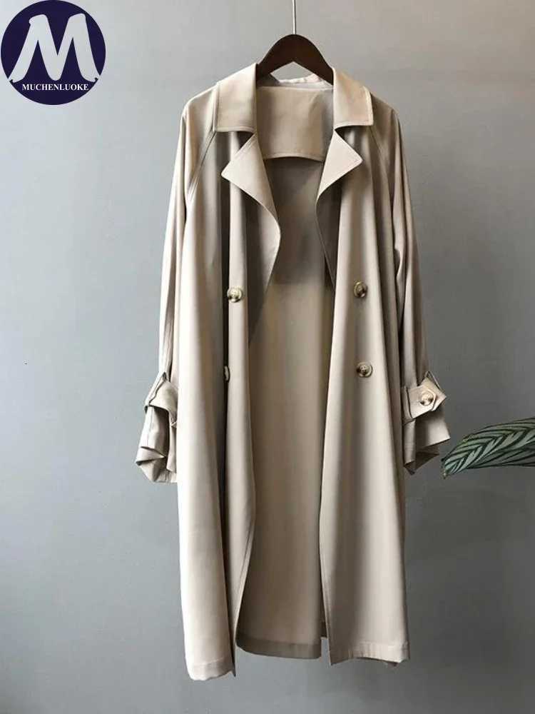 Coats for Women 2024 Spring Autumn New Long Sleeved Mid Length Trench Korean Fashion Leisure Over The Knee Womens ClothingT251216