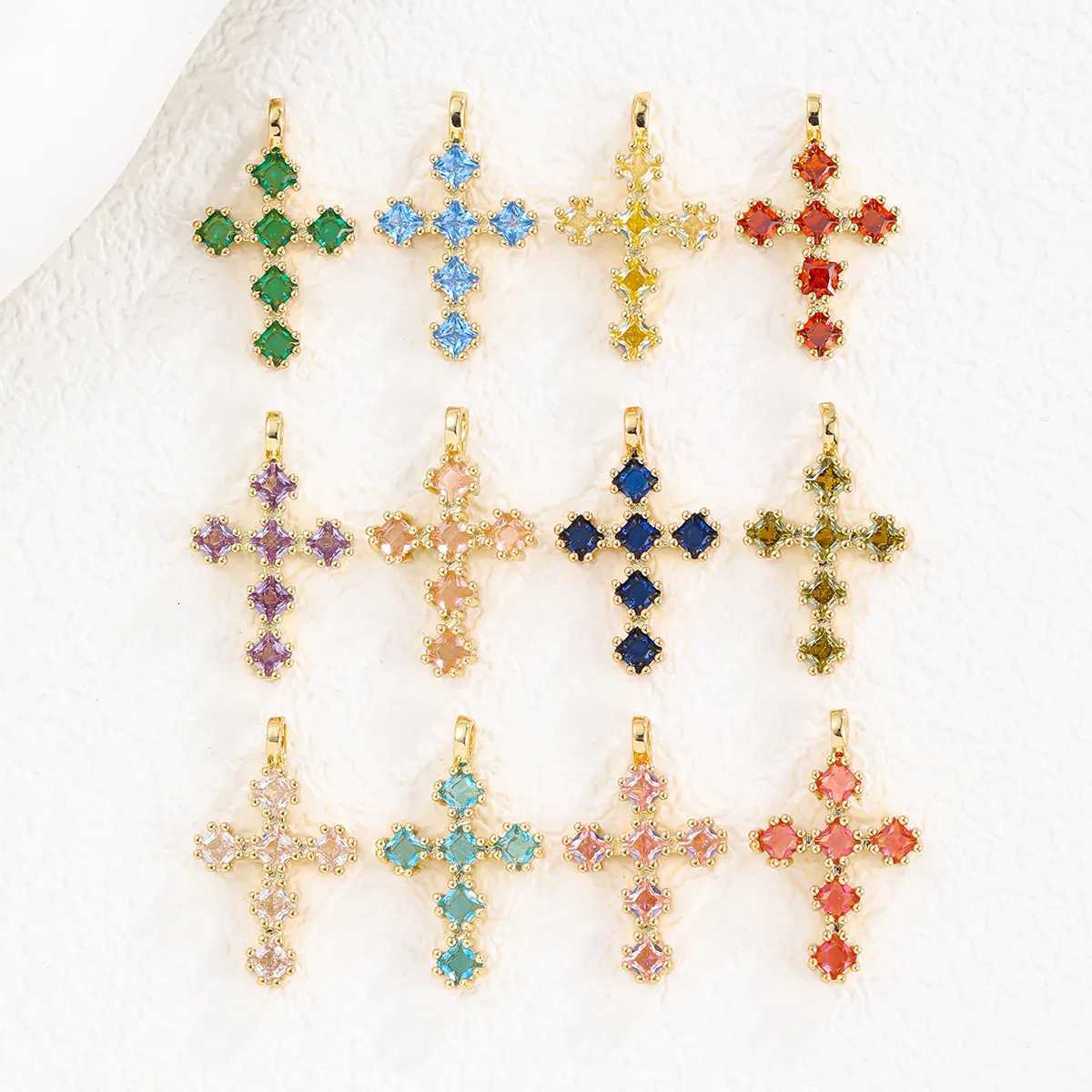 Womens Clavicle Necklace 1-12 Months Gold Plated Zircon Cross Necklace M251216