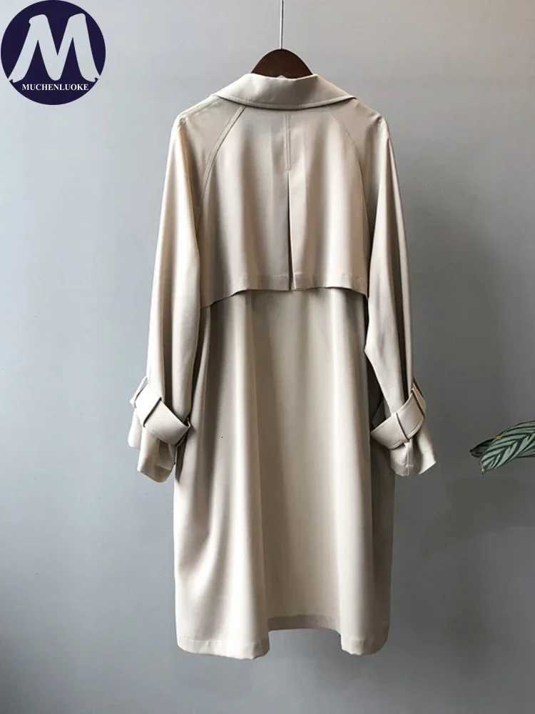 Coats for Women 2024 Spring Autumn New Long Sleeved Mid Length Trench Korean Fashion Leisure Over The Knee Womens ClothingT251216