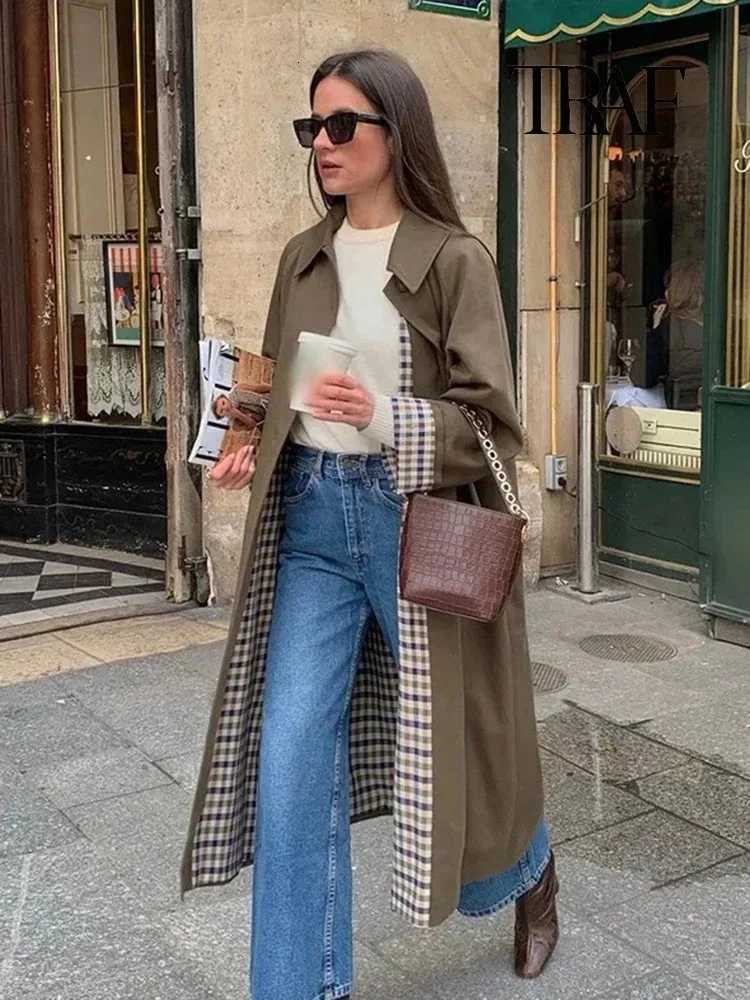 Womens Fashion Long Trench Coat Retro Loose Single-breasted Coat Autumn and Winter Lapel High Street Temperament CoatT251216