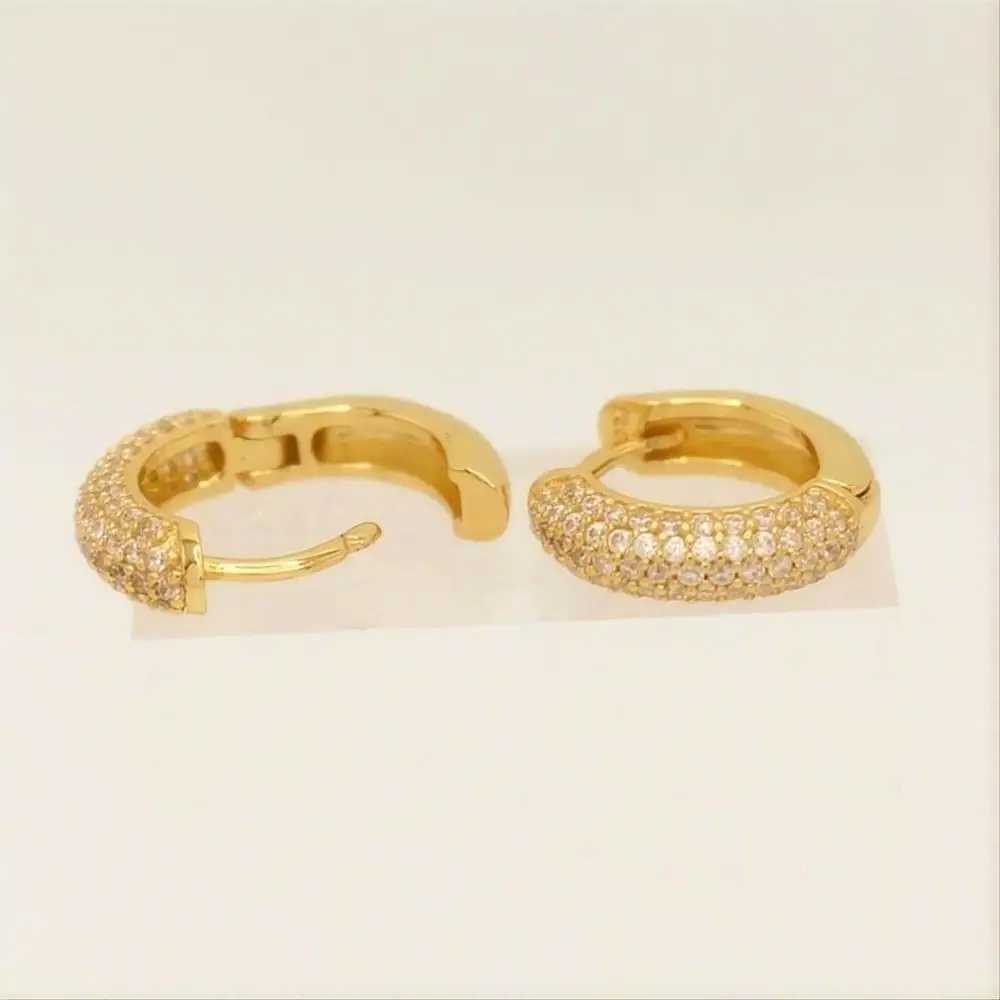 1/3Pairs Piercing Statement Triple Paved Hoop Earrings CZ Stone Gold Color Copper Huggies Cartilage Earrings For Women Jewelry G251216