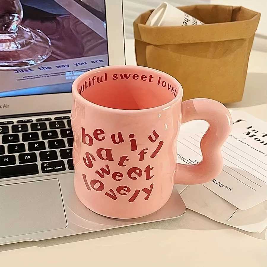 Ceramic English Alphabet g with Irregar Handle Coffee Cup Cute Couple Drinkware Coffee Milk g Creative Festival Gifts H251215