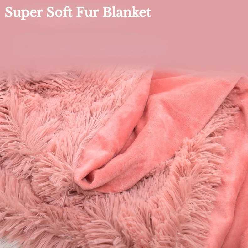 Fluffy Fur Blanket Long Shaggy Super Soft Sofa Blankets Bed Bedspread Beige White Warm Bedding Sheet Cozy Blanket H251216 - view 3
