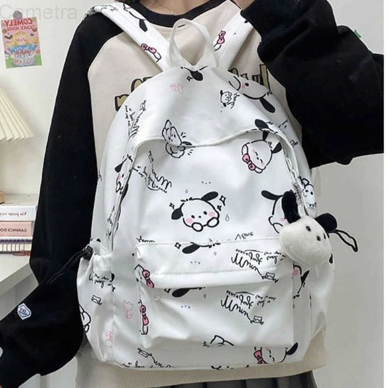 Sanrio Cartoon Cute Pochacco Girl Backpack Junior Senior High Student Schoolbag Anime Peripheral Leisure Travel Bag Back-To-School Gift H251216