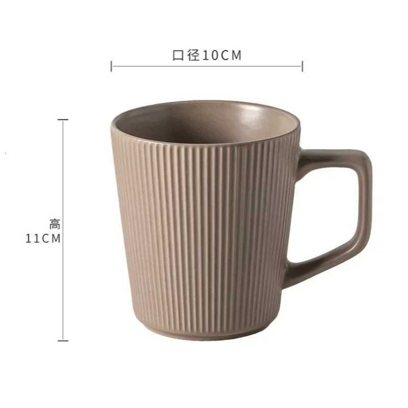 500ml Nordic Ceramic g Matte Milk Coffee Cup with Handle He Off Practical Water Cup Solid Color Striped Shape liji H251215