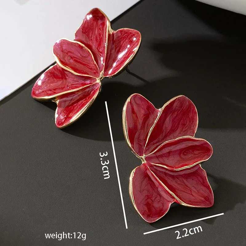 Metal Flower Red Enamel Petal Drop Earrings for Women Trendy Yellow Blue Green Drops Oil Flower Earrings Fashion Jewelry Gifts G251216