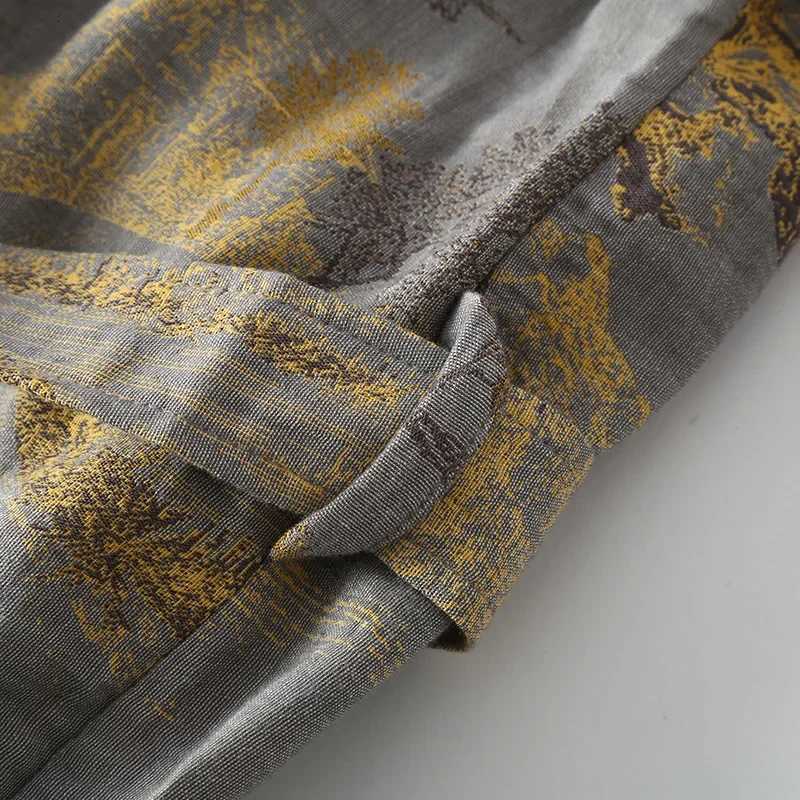 Cotton Kimono Robes with Belt for Mens Spring Jacquard Thin Printed Medium Length Breathable Summer Pajamas Mens Bathrobe C251216