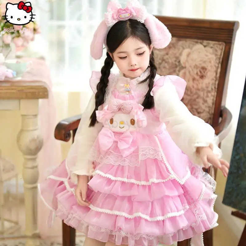 Sanrio Girl My Melody Halloween Puff Dress Kawaii Girl Lolita Princess Dress Cartoon Anime Autumn/winter New Christma Dress Gift H251216