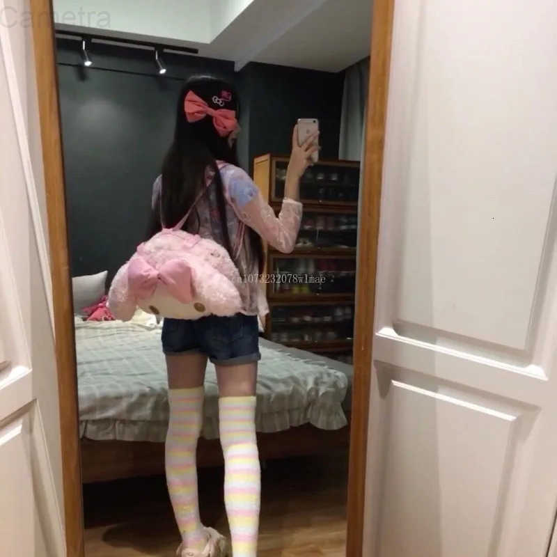 Sanrio 2024 My Melody Tote Bag Sweet Kawaii Girl Shoulder Bag Cartoon Cute Plush Student Backpack Pink Large Capacity Handbag H251216