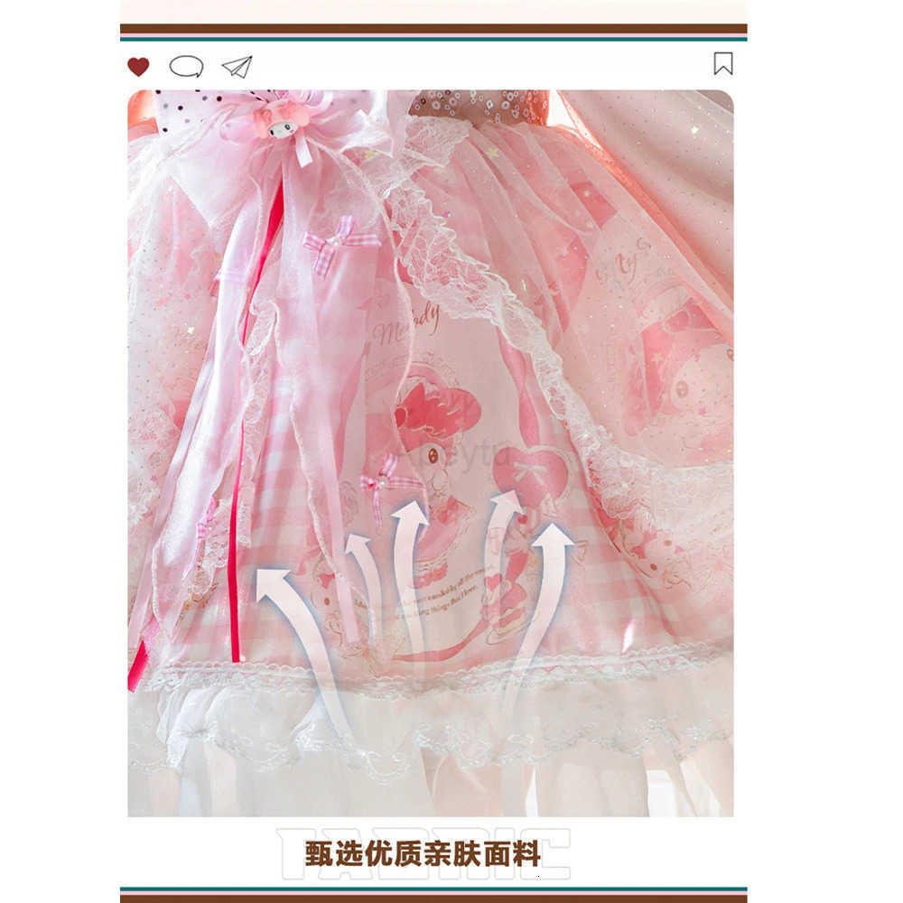 Sanrio Kawaii Melody Children Lolita Dress Anime Cartoon High-Quality Long Sleeves Cosplay Costume Princess Birthday Dress Xmas Gift H251216