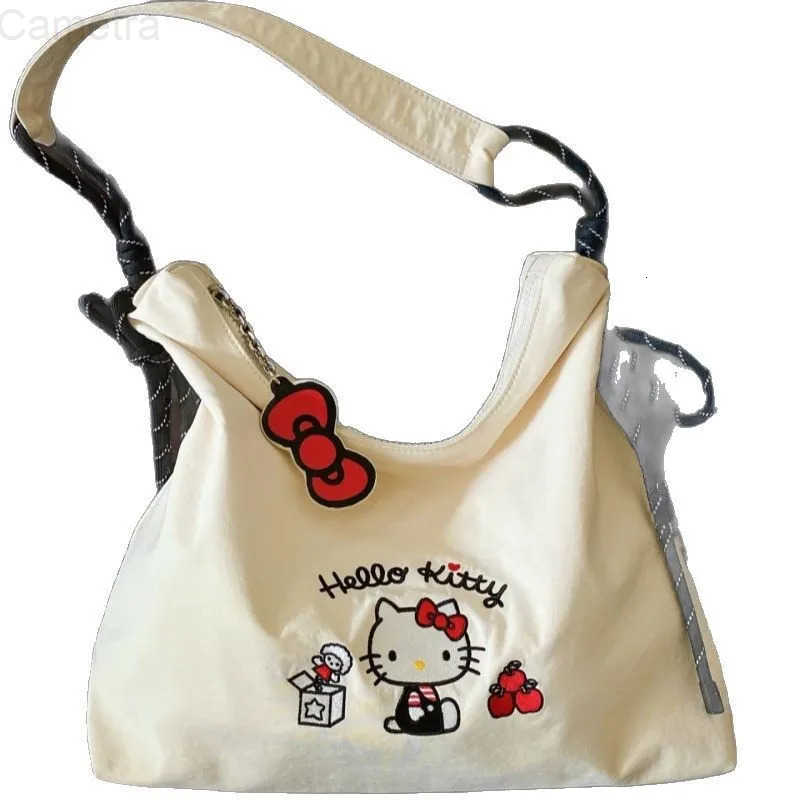 Sanrio Hello Kitty Vintage Black Handbag Y2K Style for Women Hot Girl Handbag Tote Bag Makeup Storage Bag Trend Tote Gift H251216