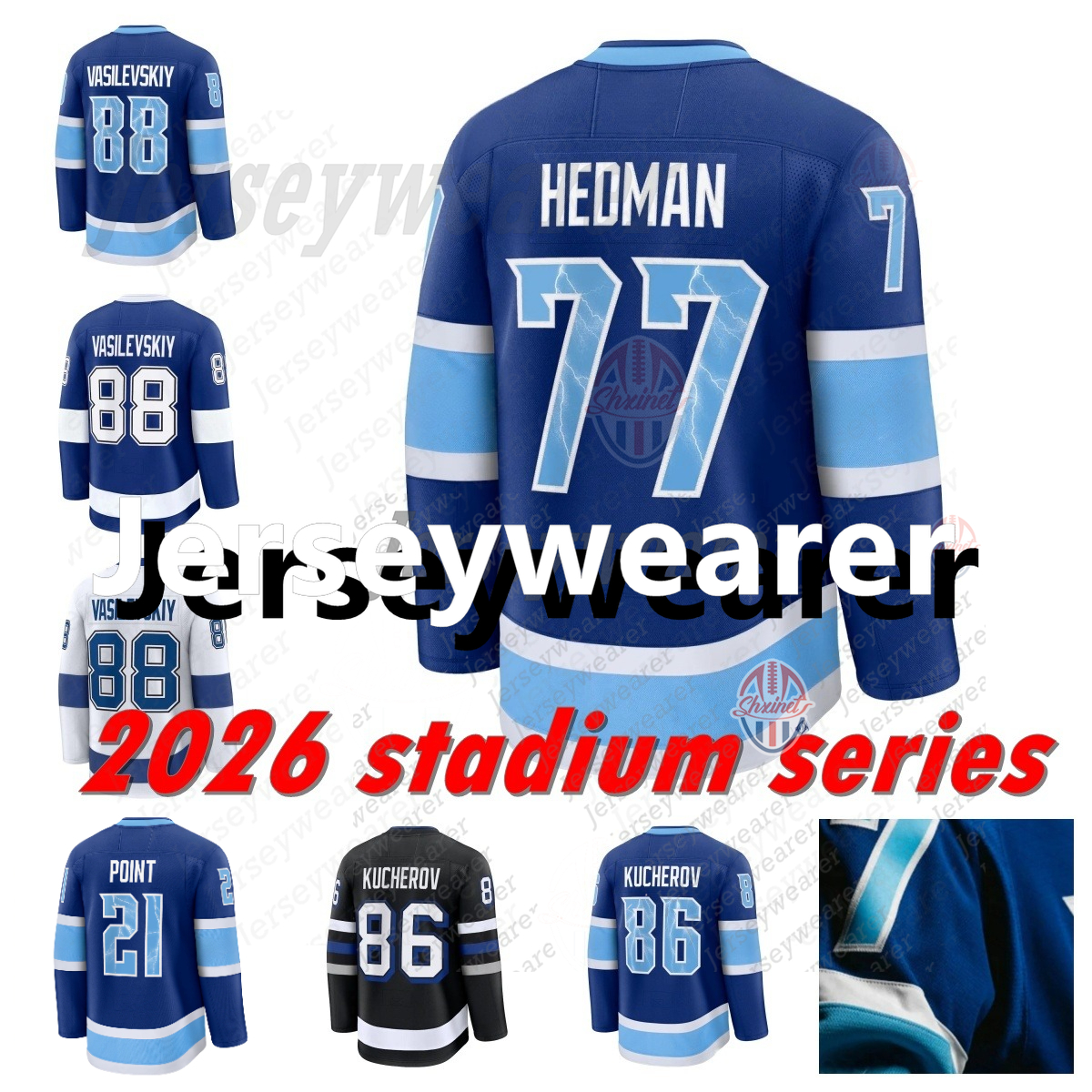 Customizable 2026 Stadium Series Hockey Jerseys Nikita Kucherov Andrei Vasilevskiy Brandon Hagel Victor Hedman Anthony Cirelli Jake Guentzel Point