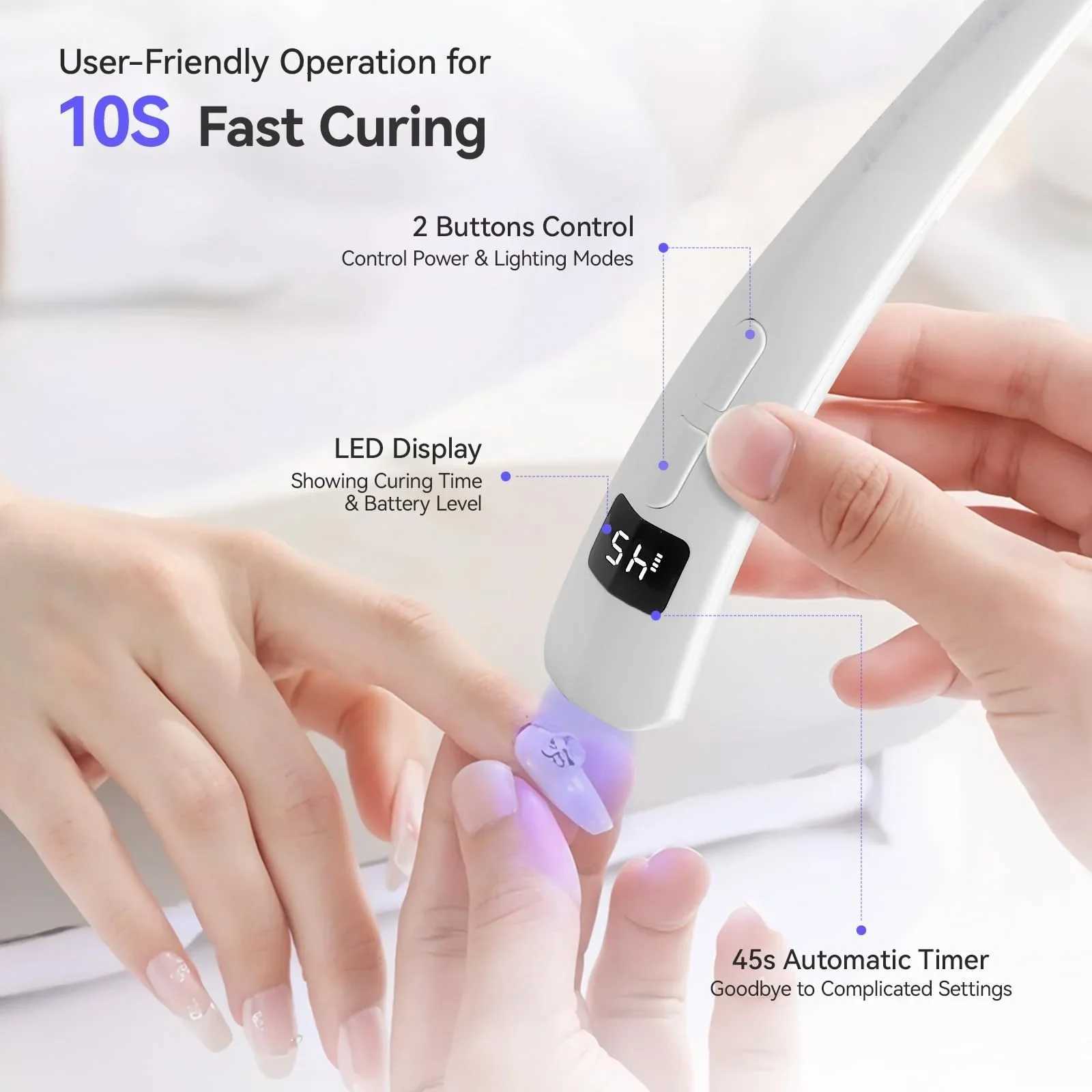 Handheld UV LED nail drying lamp rechargeable mini nail enhancement lamp gel nail enhancement tool nail dryerT251216