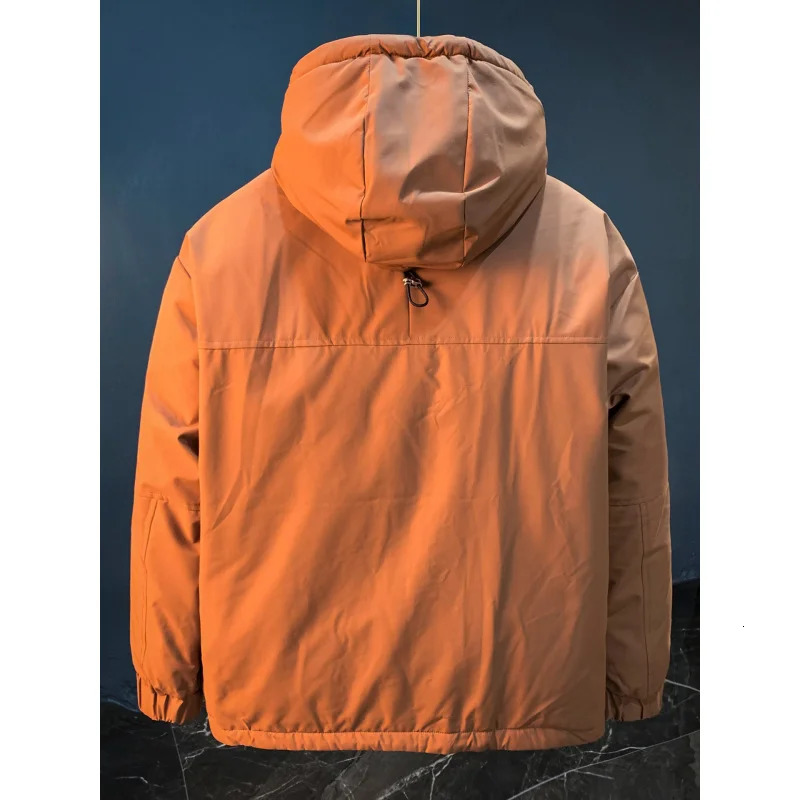 Outdoor cold resistant hooded down jacket for mens winter trend windproof duck with added fleece warm y251205