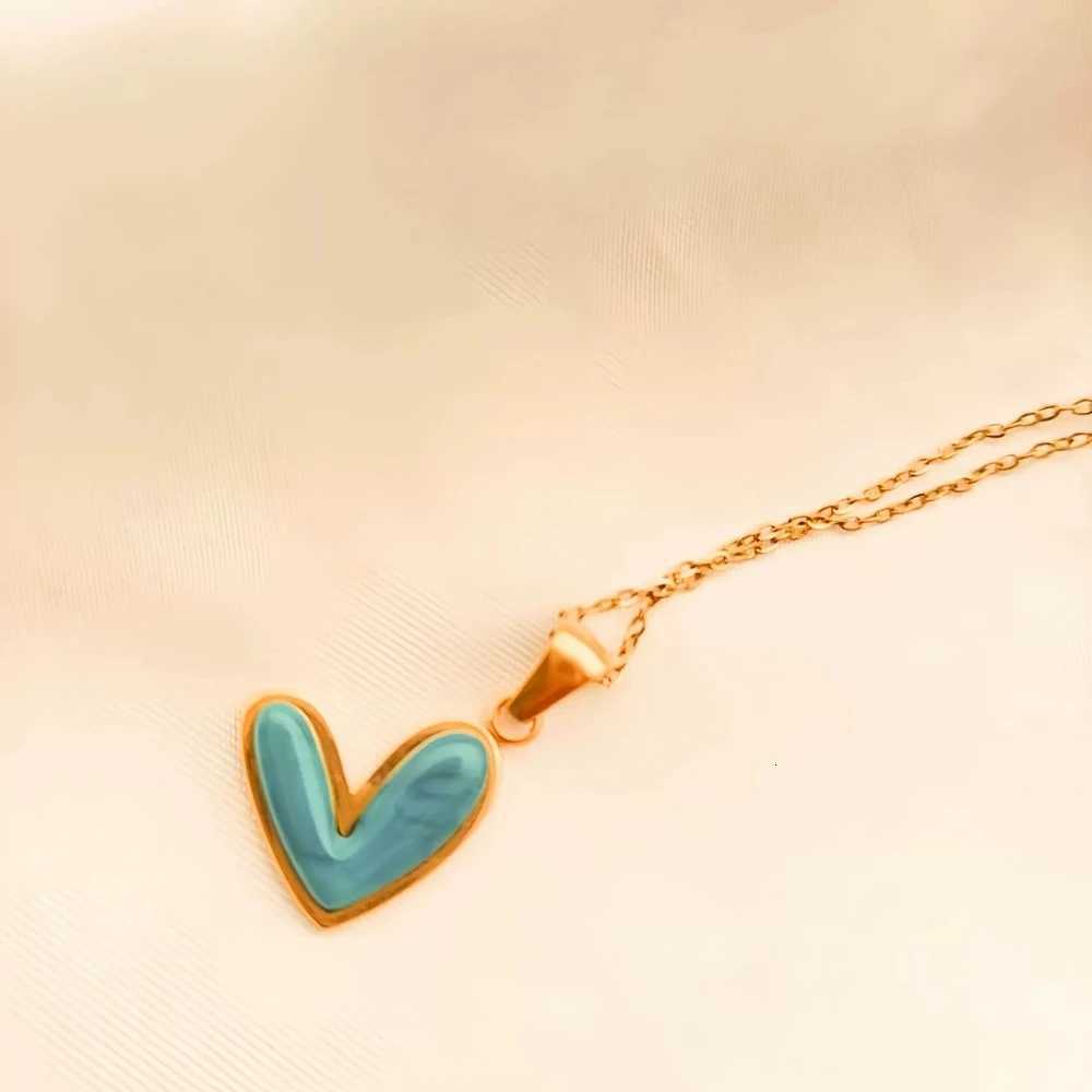 StainlESS Steel Sweet Heart Pendant Necklace Jewelry for Women Girls Gold Color Chain AccESSories Party Gifts M251216