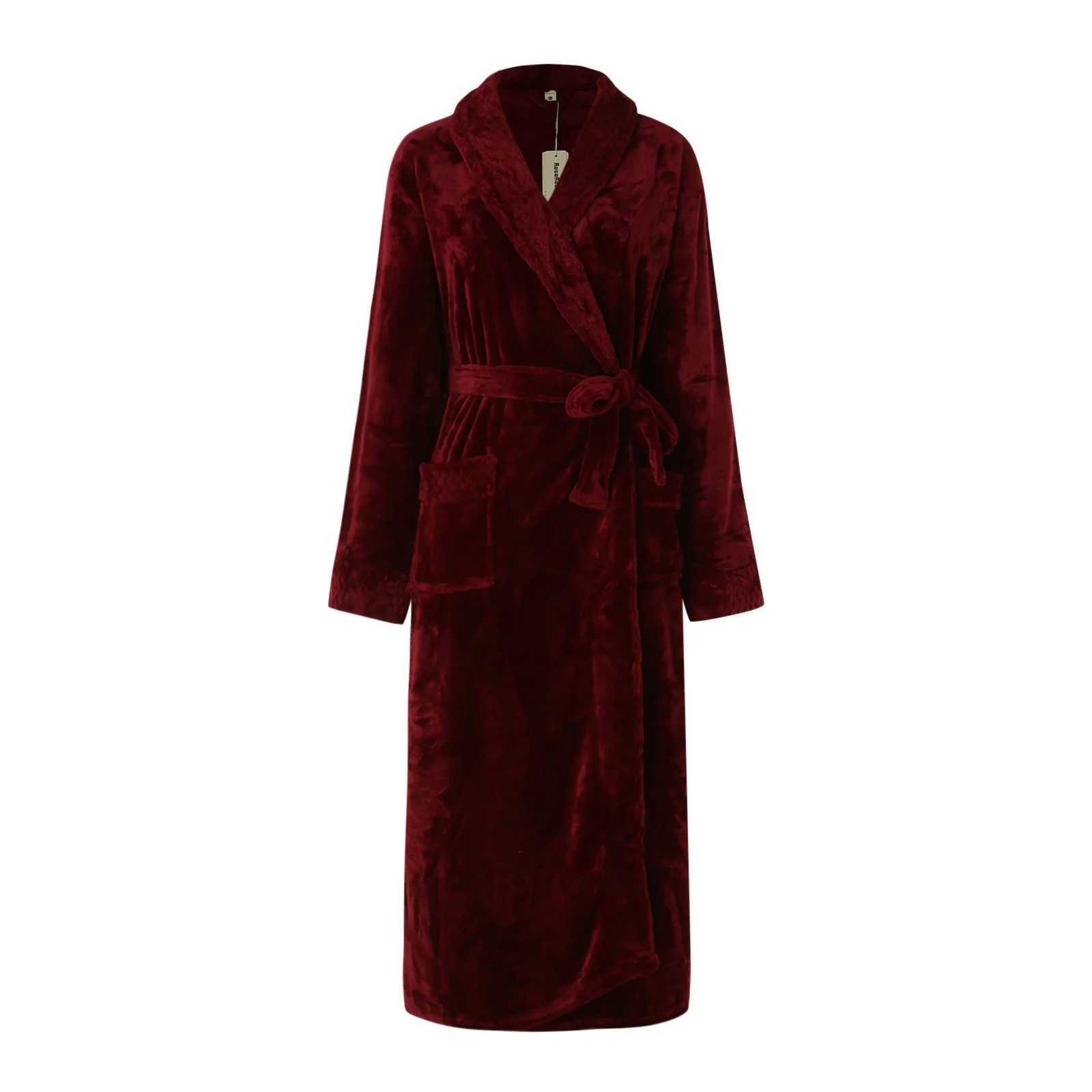 Winter Thick Coral Fleece Robe For Women Bathrobe Sexy Lady Soft Long Kimono Robe Long Sleeve Sleepwear Warm Flannel Nightwear C251216