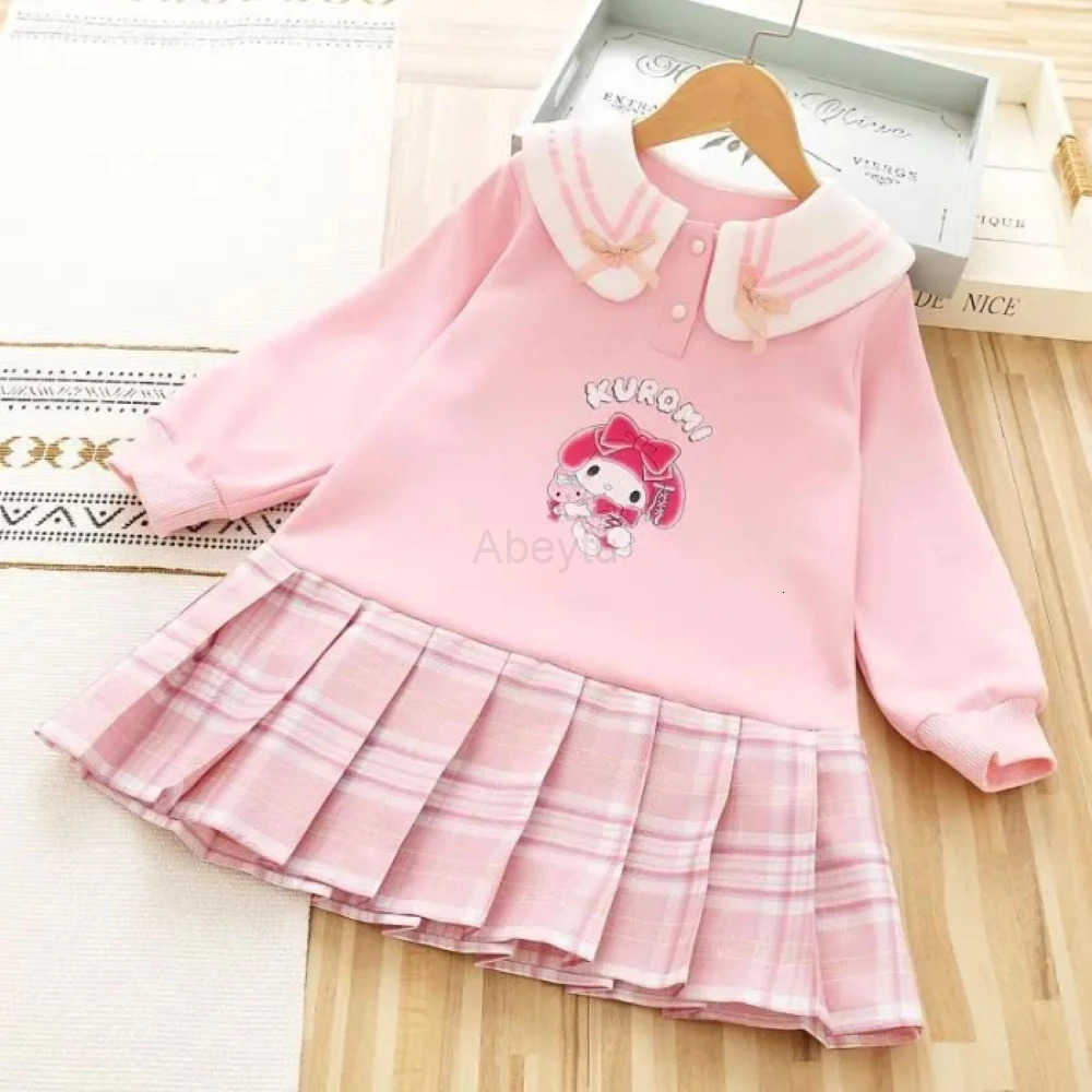 Sanrio Kuromi Sweatshirt Dress Autumn New Childrens Princess Dress Girls JK Uniform Long-Sleeve Dress Fall Clothing for Girls H251216