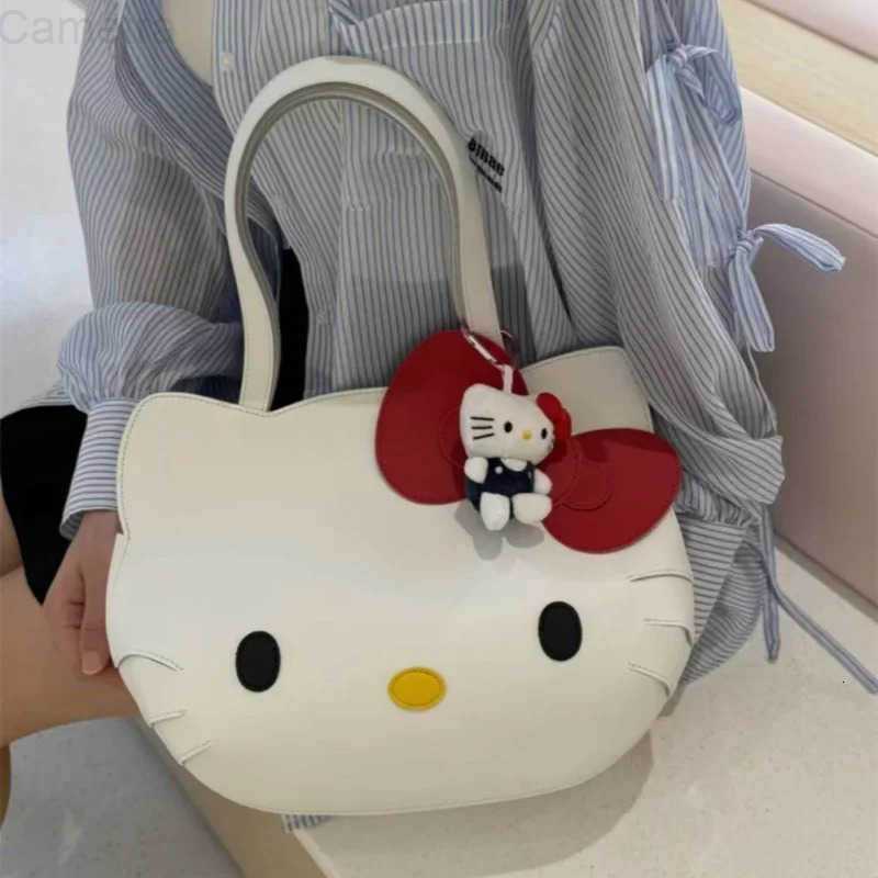 Sanrio Kawaii Hello Kitty Tote Bag Cartoon PU Backpack High Capacity Portable Shoulder Bags Commuting Handbag Student Girl Gift H251216