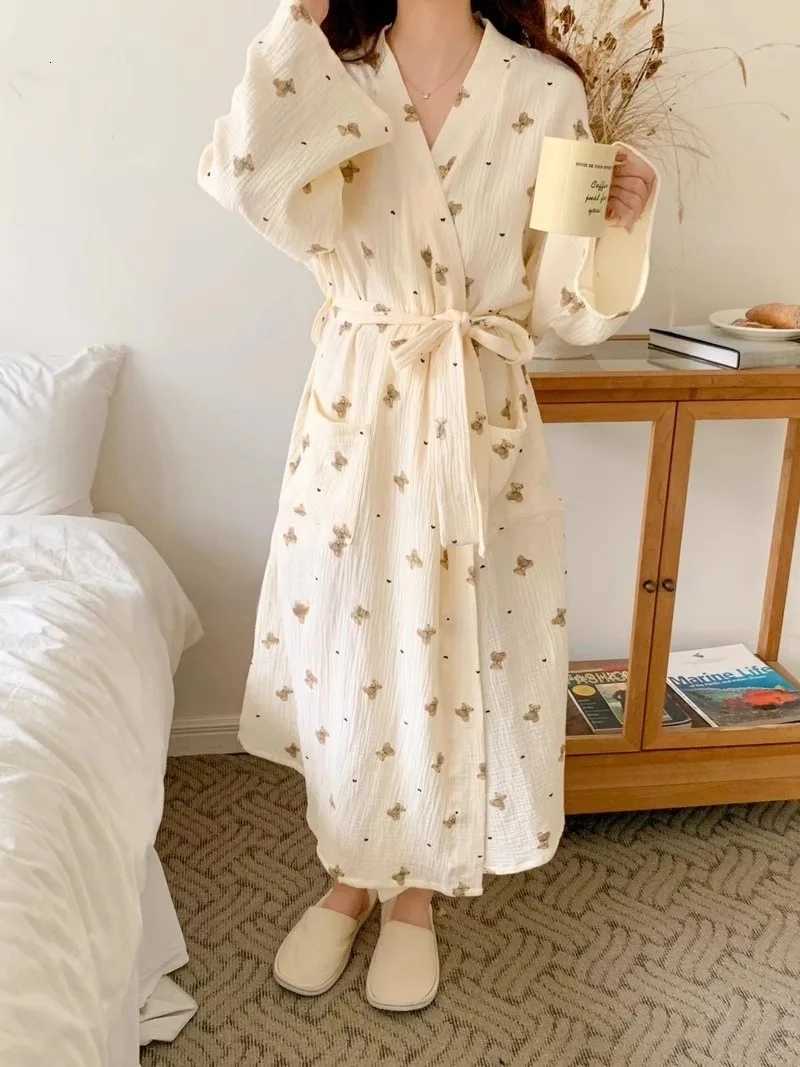 Womens Cartoon Bear Robes Dress BathRobe Pijama Nightgowns Home Clothes Nightie for Women Pyjamas Cherry Print Ladies Homewear C251216