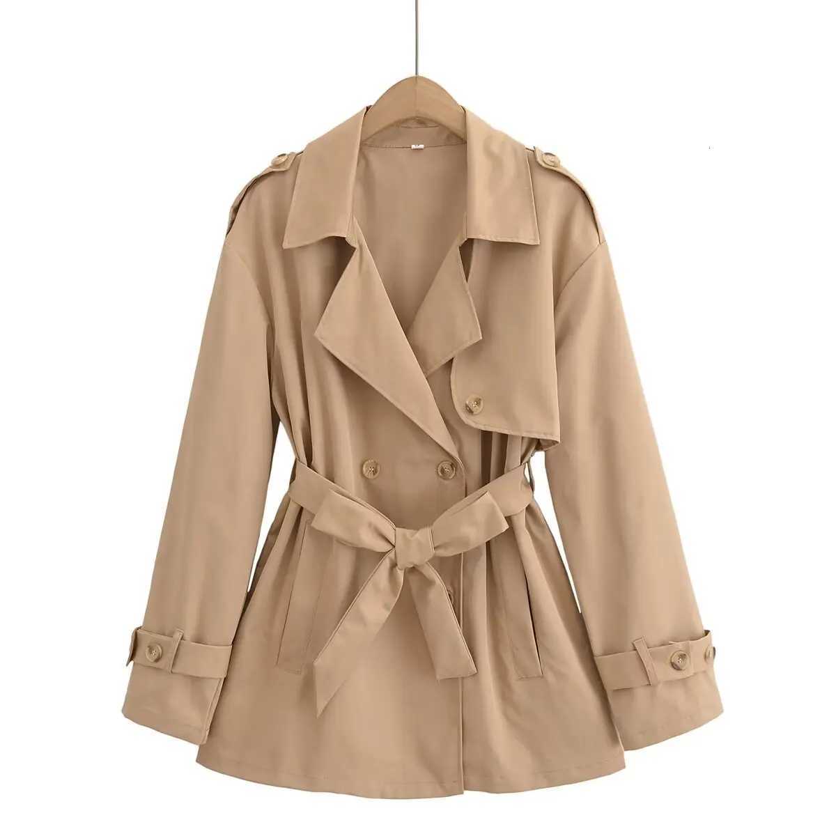 British style womens long sleeved bow waistband short windbreakerT251216