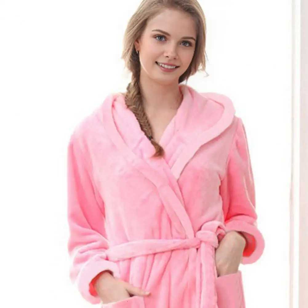 Relaxing Hooded Robe Luxurious Womens Plush Hooded Bathrobe With Waistband Pockets Soft Fluffy Long For Lounging For Relaxation C251216