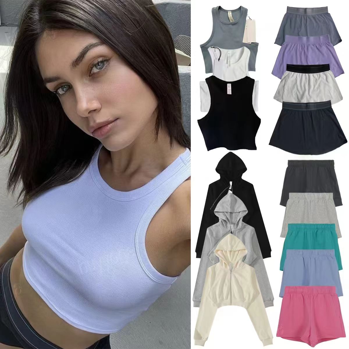 Yoga High-Quality Breathable SKIRT Comfortable Tennis Skirt Breathable sweatshirt Loose Casual Sports Skirt jacket Sports vest Alonessitys women Sets
