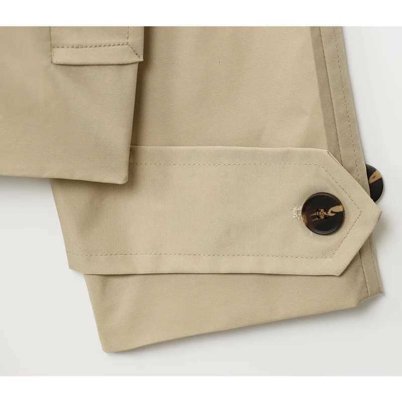 MUJER Short Trench Coat Woman Double Breasted Womens Windbreaker Cropped Demi-season Jacket for Women Outerwears Outdoor CoatsT251216