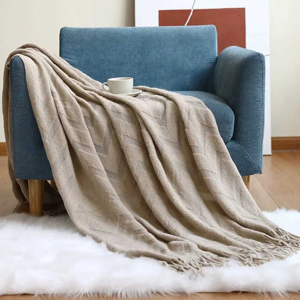 Throw Blanket for Couch Cream White Versatile Knit Woven Chenille Blanket for Chair Super Soft Warm Decorative Blanket H251216 - view 4