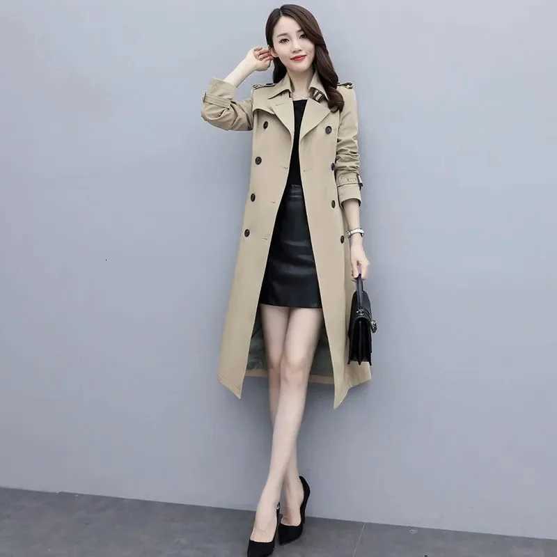 Womens Spring Autumn Jackets Coats 2025 New Korean Elegant Lady Windbreakers Double Breasted Streetwear Trench Female OuterwearT251216