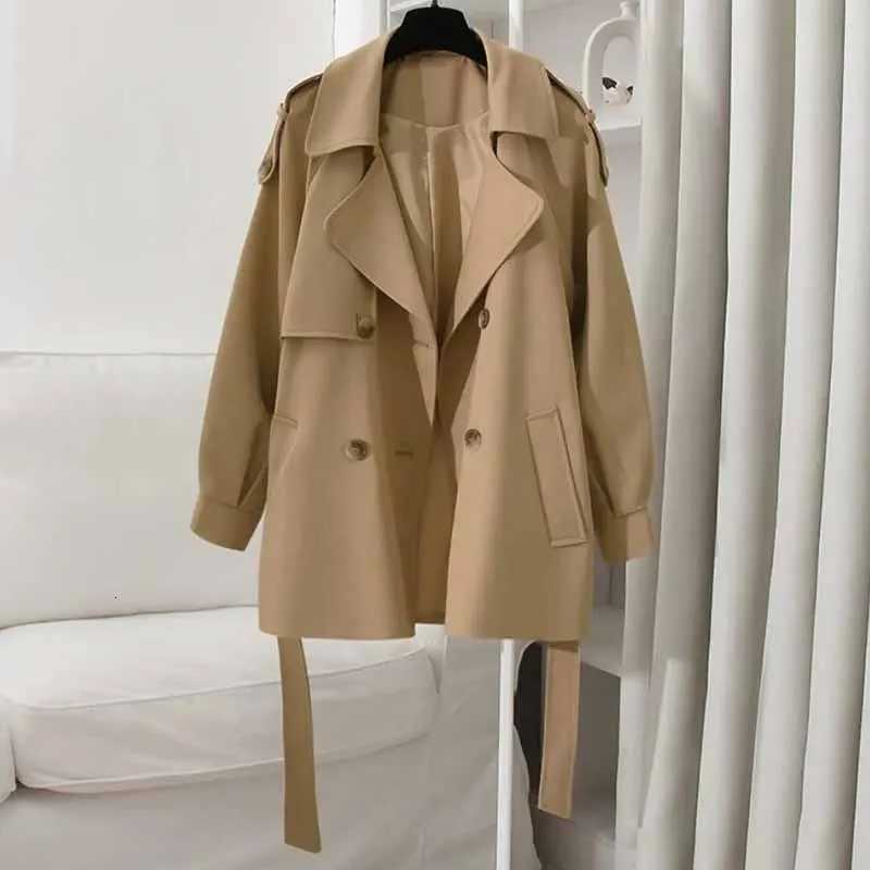 Korean Spring Autumn Female Lined Windbreaker Jacket Women New Loose Fitting Temperament Mid Length Version Windbreaker CoatT251216