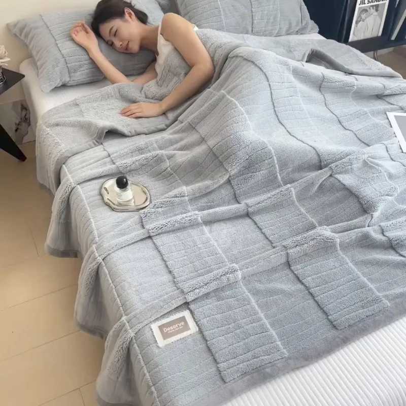 Luxury Thick Double-Sided Fleece Blankets Solid Color Flannel Blanket for Bed Autumn Winter Warm Blanket H251216 - view 3