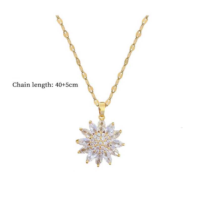 Luxury Zircon Sunflower Pendant Necklace for Women Gold Color Metal Full Zircon Sunflower Necklace Couple Wedding Jewelry M251216