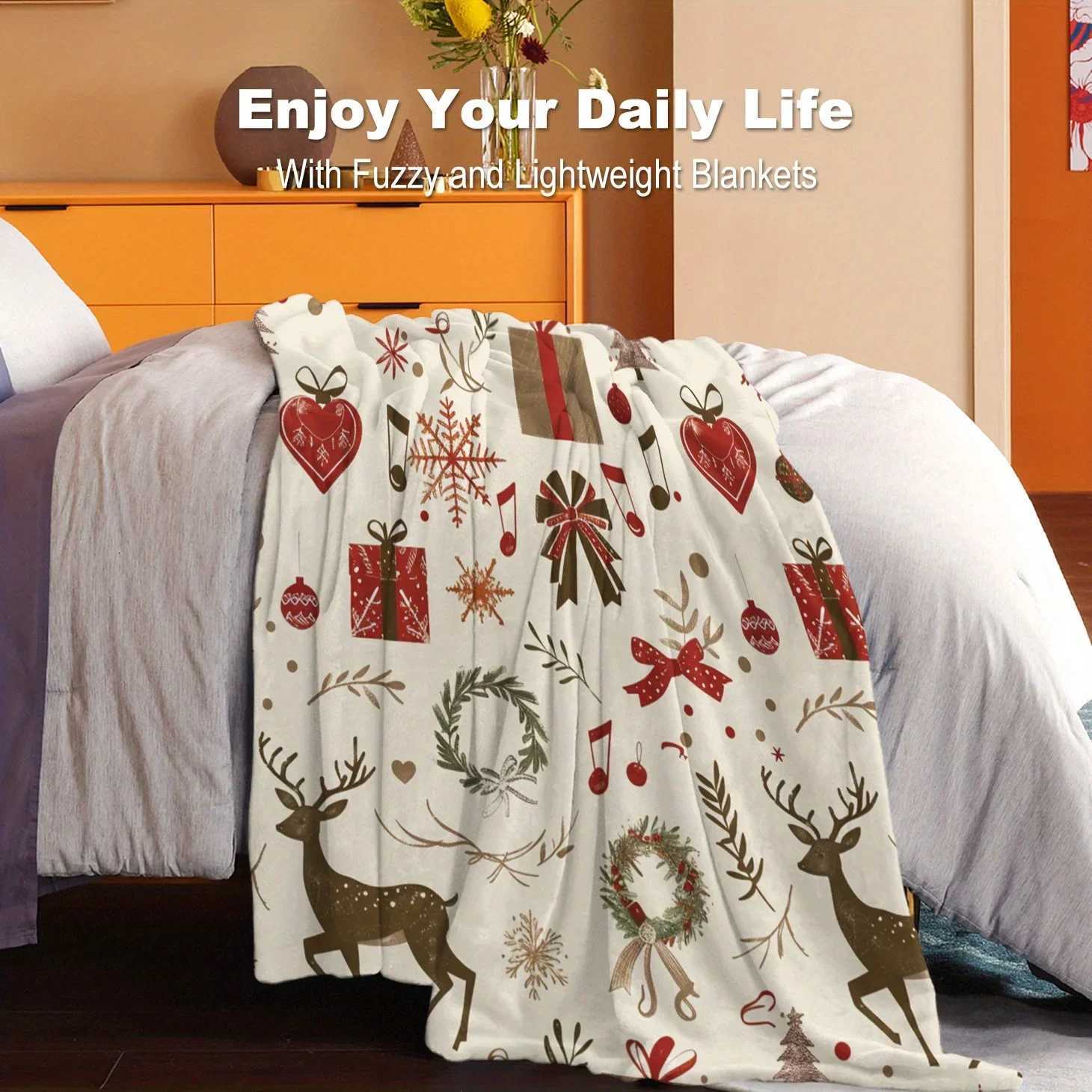 Cozy Christmas-Themed Flannel Throw Blanket - Soft Lightweight Warm for All Seasons - Perfect for Bed Sofa Office Camping H251216 - view 6