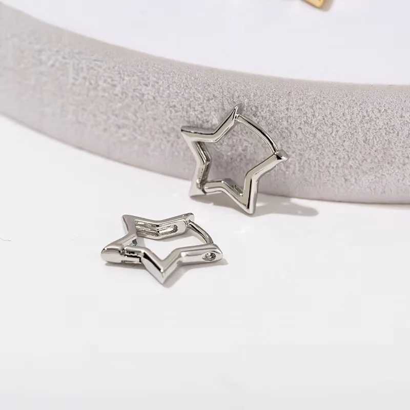 Stainless Steel Star Earrings For Women Gold Color Geometric Star Hoop Earring Girl Jewelry Hypoallergenic Accessories G251216