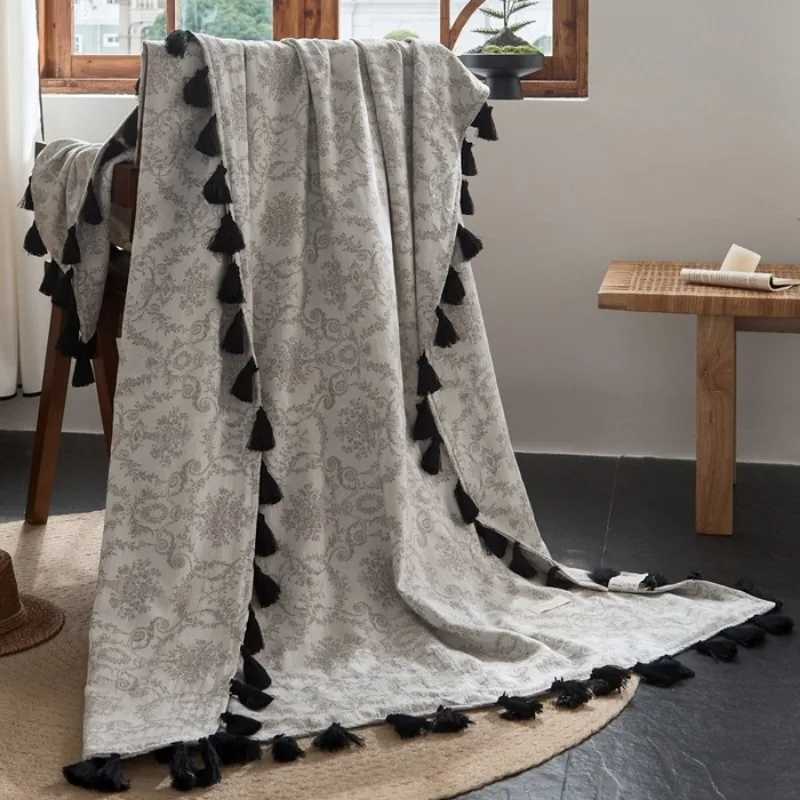 2025 new cotton and linen jacquard fringed blanket office nap air conditioner blanket home sofa leisure blanket H251216 - view 7