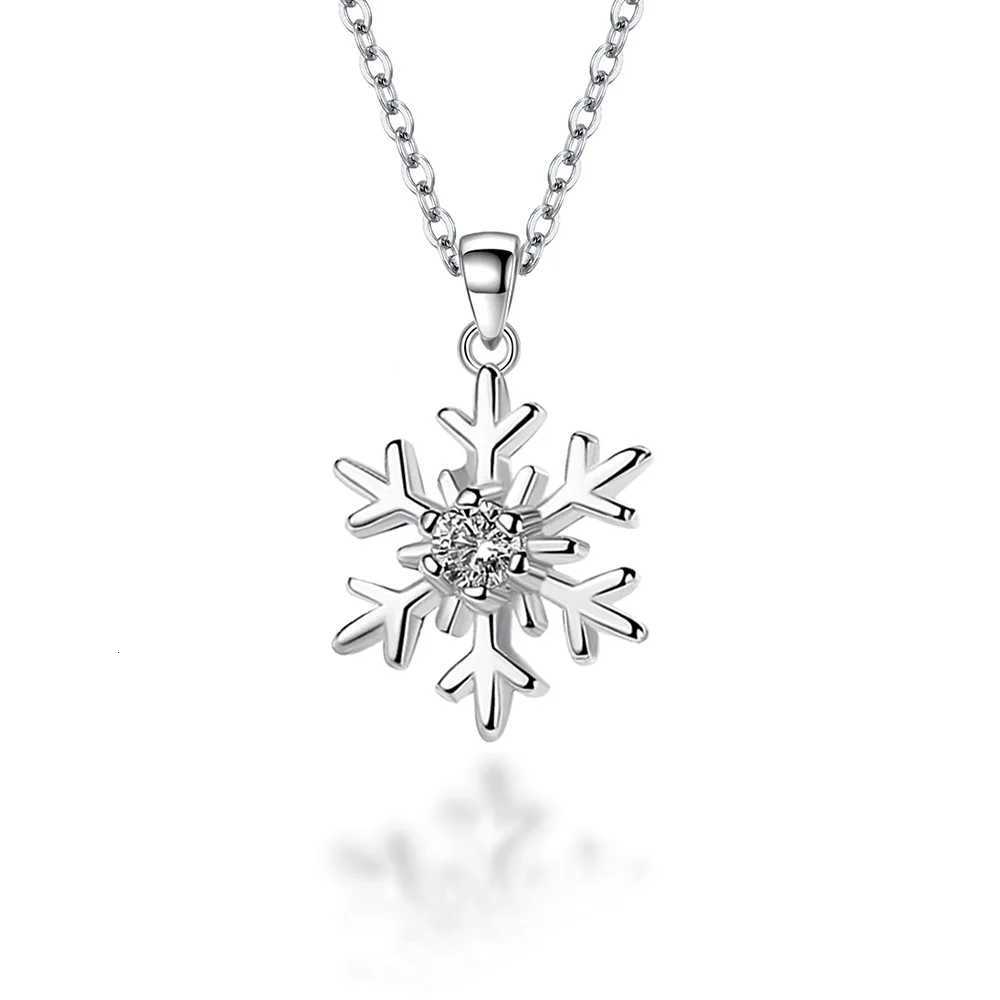 925 Sterling Silver Necklace Snowflake Zircons Pendant Ladies Fashion Minimalist Birthday Party Wedding Anniversary Jewelry Gift M251216