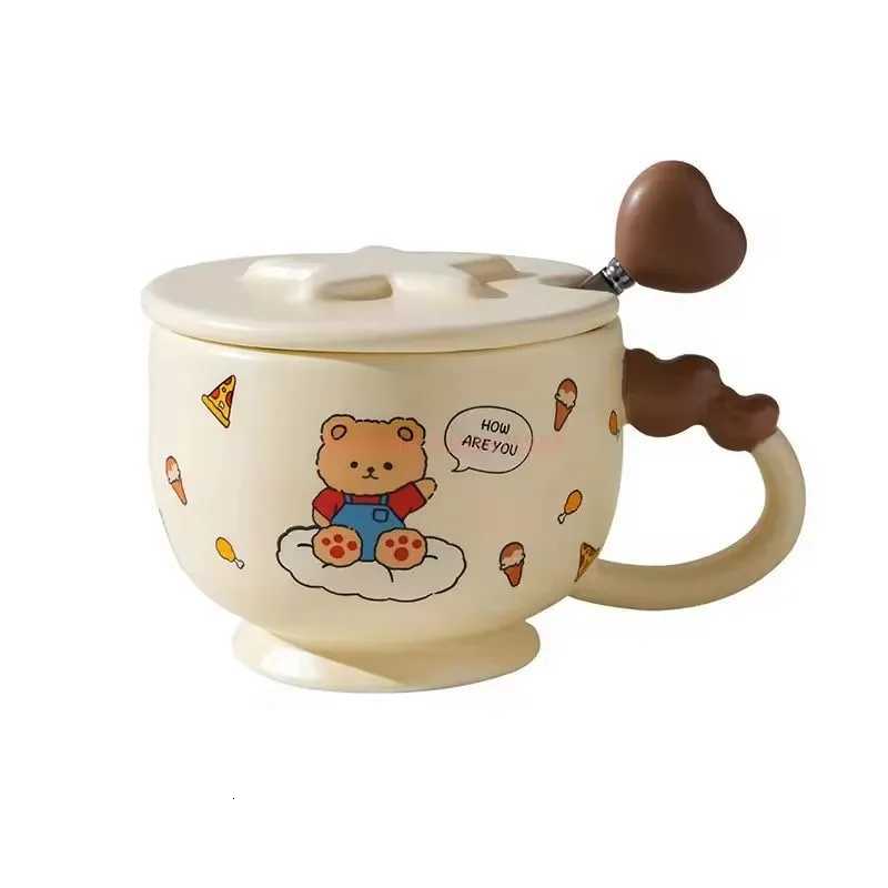 High-Color Ceramic g Household Exquisite Cartoon Cup With Lid And Spoon Summer Cute Water Cup Afternoon Tea Birthday Gift H251215