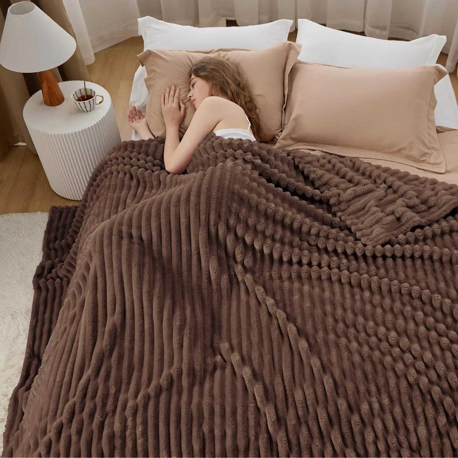 Coffee Fleece Blanket for Couch - GentleSoft Cozy Soft Blankets for Women Cute Small Throws for Girls H251216 - view 5